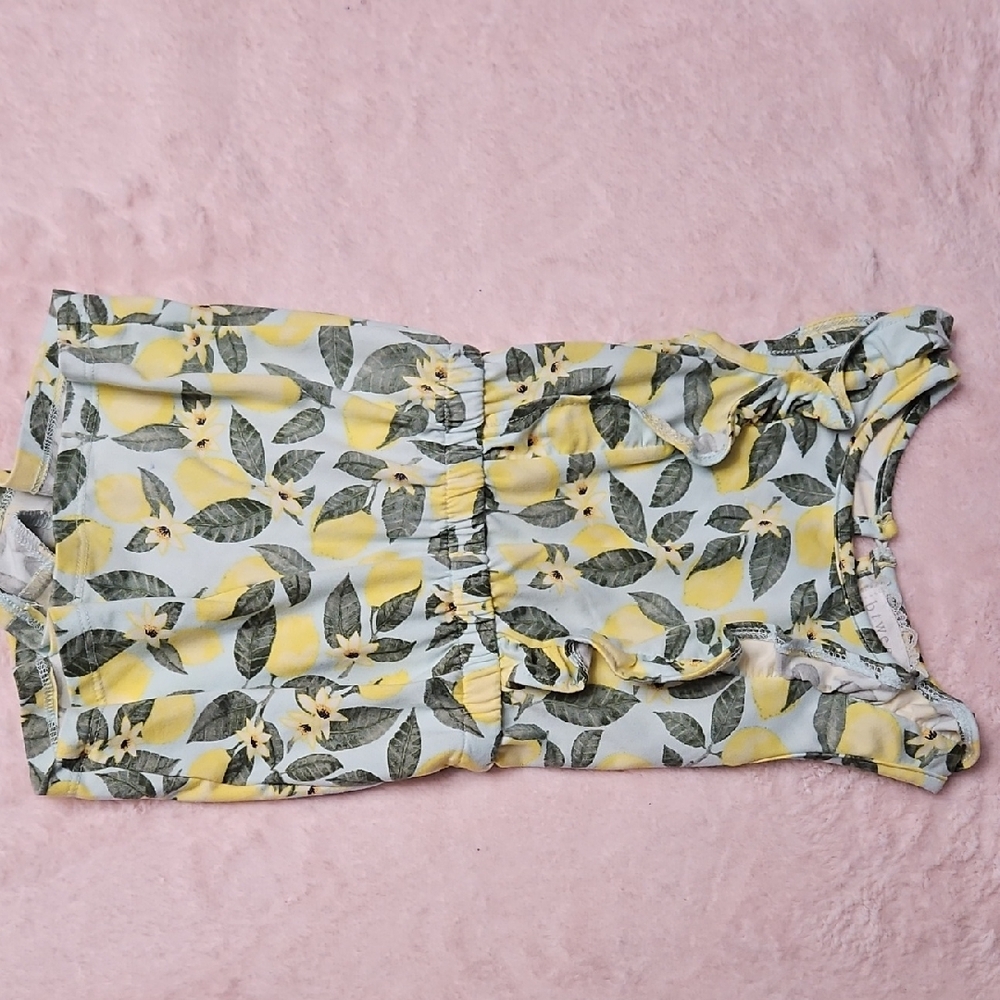 btween Yellow and Green Lemon Print Kids Romper